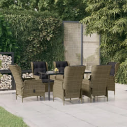 vidaXL Ensemble à manger de jardin 7 pcs Marron Résine tressée