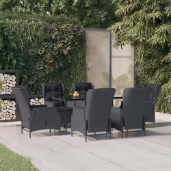 vidaXL Ensemble à manger de jardin 7 pcs Gris foncé Résine tressée