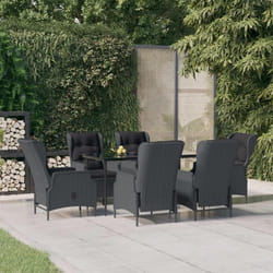 vidaXL Ensemble à manger de jardin 7 pcs Gris foncé Résine tressée