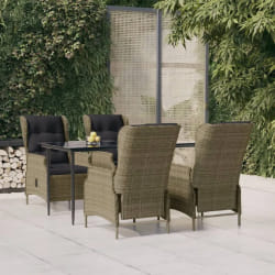 vidaXL Ensemble à manger de jardin 5pcs Marron Résine tressée