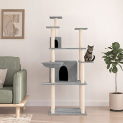 Arbre à chat avec griffoirs en sisal Gris clair 166 cm Vidaxl