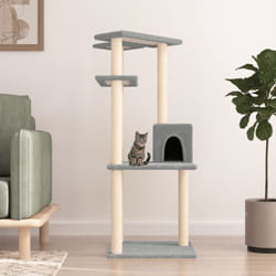 Arbre à chat avec griffoirs en sisal gris clair 123 cm Vidaxl