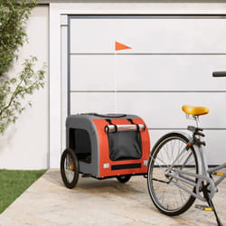 Remorque de vélo pour chien orange et gris tissu oxford et fer