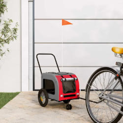 vidaXL Remorque de vélo pour animaux avec stockage Rouge et gris