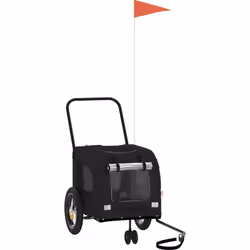 Découvre la poussette noire pour animaux vidaXL, faite pour transporter confortablement et en toute sécurité des chiens de pe ...