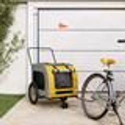 vidaXL Remorque de vélo pour animaux de compagnie jaune et gris