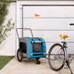 vidaXL Remorque de vélo pour animaux de compagnie bleu et gris