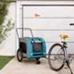 vidaXL Remorque de vélo pour animaux de compagnie bleu et gris