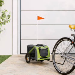 Remorque de vélo pour chien vert et gris tissu oxford et fer
