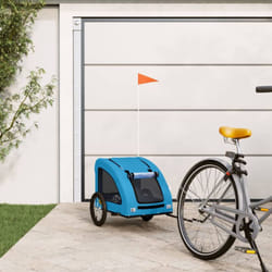 Remorque de vélo pour chien bleu tissu oxford et fer