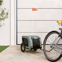 Remorque de vélo pour chien gris et noir tissu oxford et fer