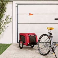 Remorque de vélo pour chien rouge et noir tissu oxford et fer