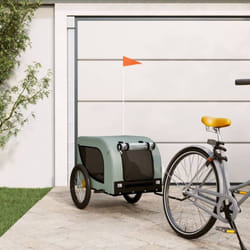 Remorque de vélo pour chien gris et noir tissu oxford et fer