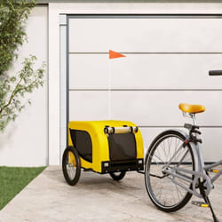 Remorque de vélo pour chien jaune et noir tissu oxford et fer