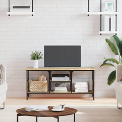 vidaXL Meuble TV chêne sonoma 100x35x45 cm bois dingénierie et fer 831799