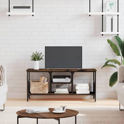 vidaXL Meuble TV chêne fumé 100x35x45 cm bois dingénierie et fer 831800
