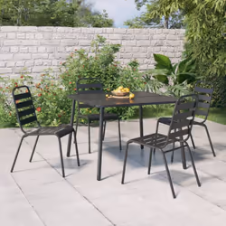 Description générale Cette table de jardin élégante, avec son design à lattes, apporte une touche de style contemporain à vot ...