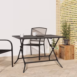 Cette table de jardin pliable a un design élégant en maille et ajoute une touche de style contemporain à votre patio ou à vot ...
