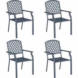 Cet ensemble de chaises de patio métalliques rectangulaires est exactement ce qu'il vous faut pour vos espaces extérieurs. Co ...