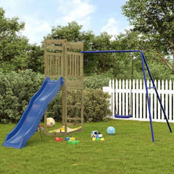 vidaXL Aire de jeux dextérieur bois de pin imprégné ensemble de jeu ensemble de jeu en bois ensemble de terrain de jeu 3157035