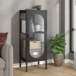 Buffet noir 40x35x105 cm verre et acier Vidaxl