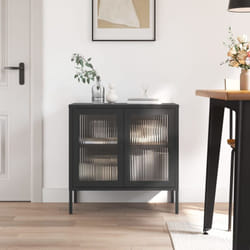 Vidaxl - Buffet noir 70x35x70 cm verre et acier