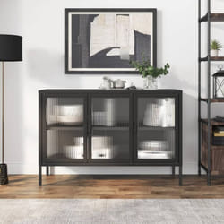 Vidaxl - Buffet noir 105x35x70 cm verre et acier