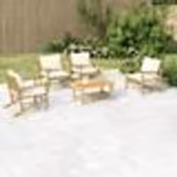 vidaXL Salon de jardin 5 pcs avec coussins blanc crème bambou