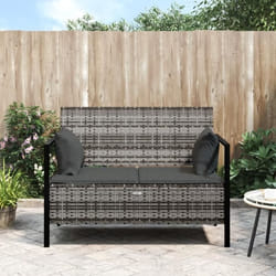 vidaXL Banc de Jardin à 2 Places avec Coussins Gris Résine Tressée