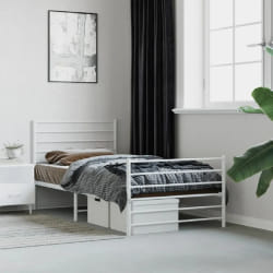 VidaXL Cadre de lit métal blanc sans matelas - 90x190 cm