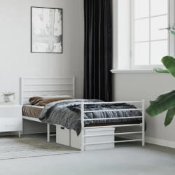 vidaXL Cadre de lit métal sans matelas et pied de lit blanc 107x203 cm