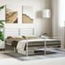 vidaXL Cadre de lit métal avec tête de lit-pied de lit blanc 140x190cm 352386