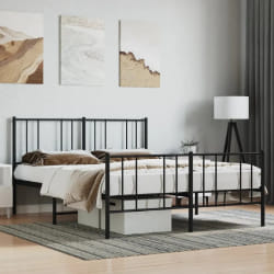 vidaXL Cadre de lit métal sans matelas avec pied de lit noir 160x200cm