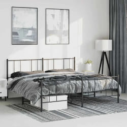 vidaXL Cadre de lit métal sans matelas avec pied de lit noir 183x213cm