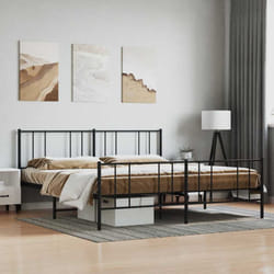 Cadre De Lit Métal Sans Matelas Avec Pied De Lit Noir 193x203cm Vidaxl