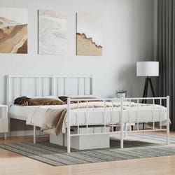 vidaXL Cadre de lit métal sans matelas et pied de lit blanc 120x190 cm 352544