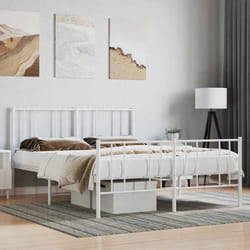 vidaXL Cadre de lit métal avec tête de lit-pied de lit blanc 120x200cm 352545