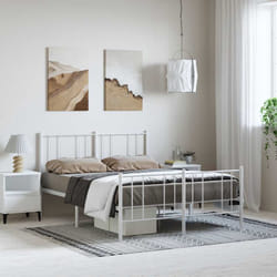 Cadre De Lit Métal Sans Matelas Et Pied De Lit Blanc 135x190 Cm Vidaxl