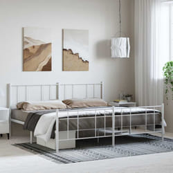 Cadre De Lit Métal Sans Matelas Et Pied De Lit Blanc 183x213 Cm Vidaxl