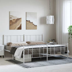 Cadre De Lit Métal Sans Matelas Et Pied De Lit Blanc 193x203 Cm Vidaxl