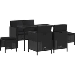 Ensemble à manger de jardin coussins 6pcs noir résine tressée Vidaxl