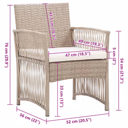 VidaXL 363408 chaise d'extérieur Terrace Siège rembourré Polyuréthane, Acier Beige, Crème, Blanc - Vue supplémentaire 8