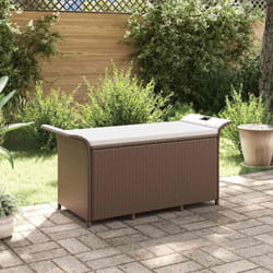 Vidaxl - Banc de jardin avec coussin marron 116x46x57 cm résine tressée