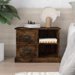 vidaXL Table de Chevet - Chêne Fumé