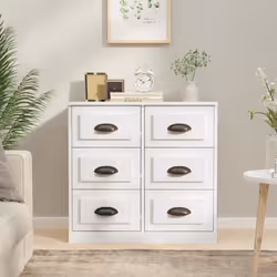 vidaXL Buffet blanc brillant 70x35,5x67,5 cm bois d'ingénierie