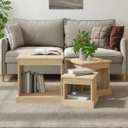vidaXL Tables basses 3 pcs chêne sonoma bois d'ingénierie
