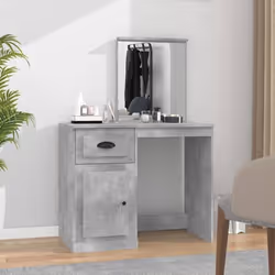 vidaXL Coiffeuse et miroir gris béton 90x50x132,5 cm bois d'ingénierie