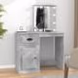 vidaXL Coiffeuse avec LED gris béton 90x50x132,5 cm bois d'ingénierie