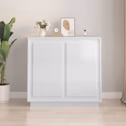 vidaXL Buffet blanc brillant 80x34x75 cm bois d'ingénierie