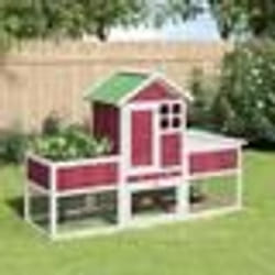 vidaXL Clapier rouge 170x63x113 cm bois de pin massif